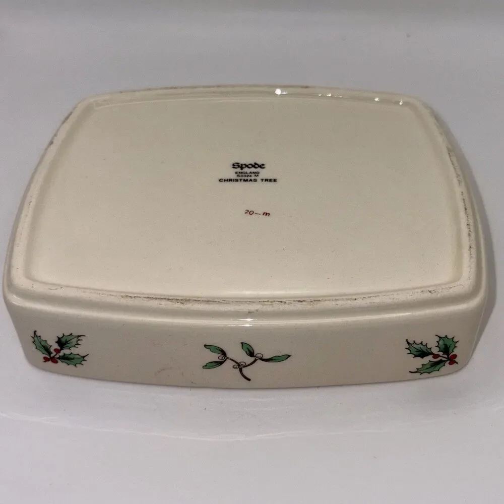 Spode Christmas Tree Covered Trinket Box Dish England